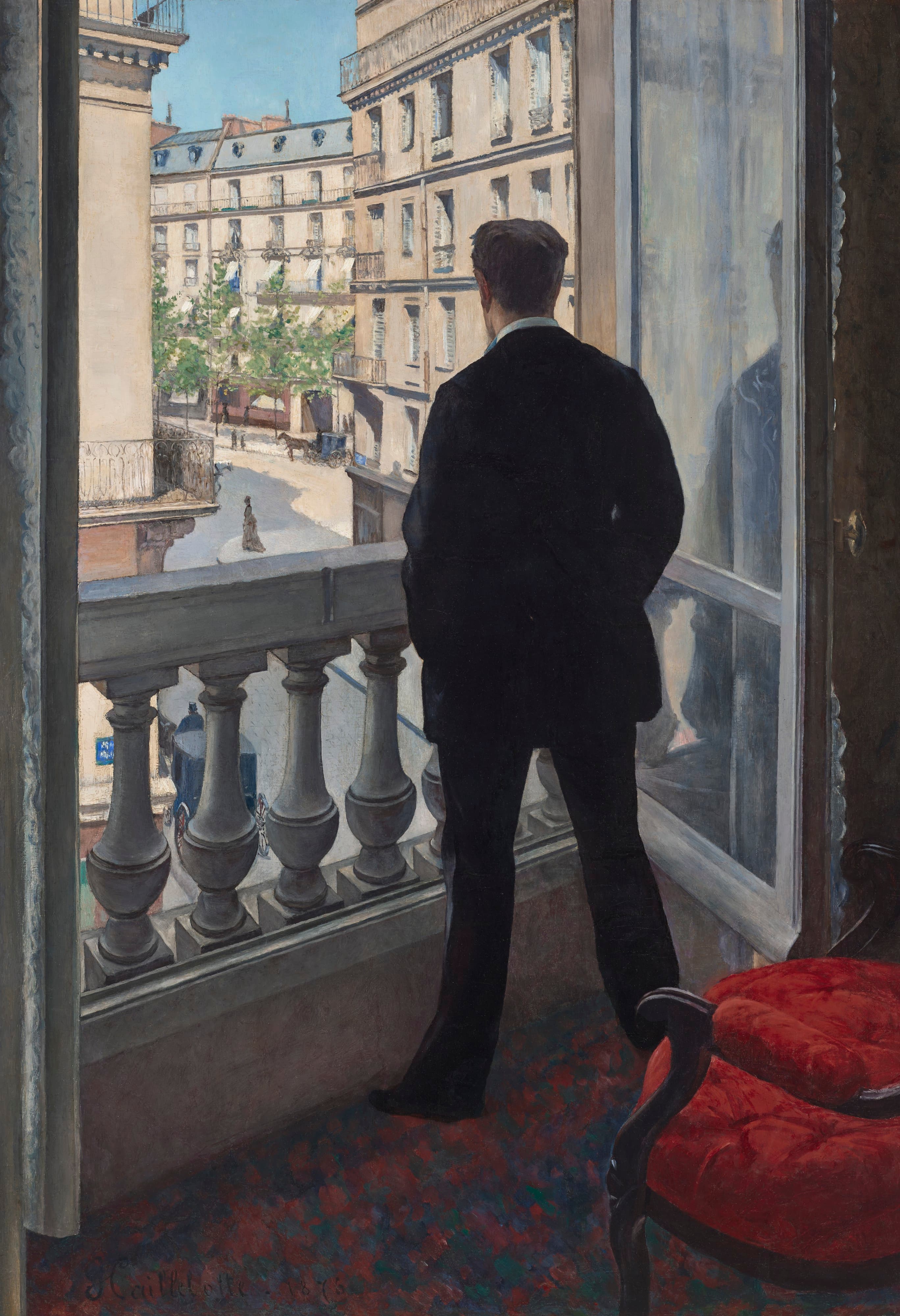 Jeune homme à sa fenêtre, peinture de Gustave Caillebotte, 1875